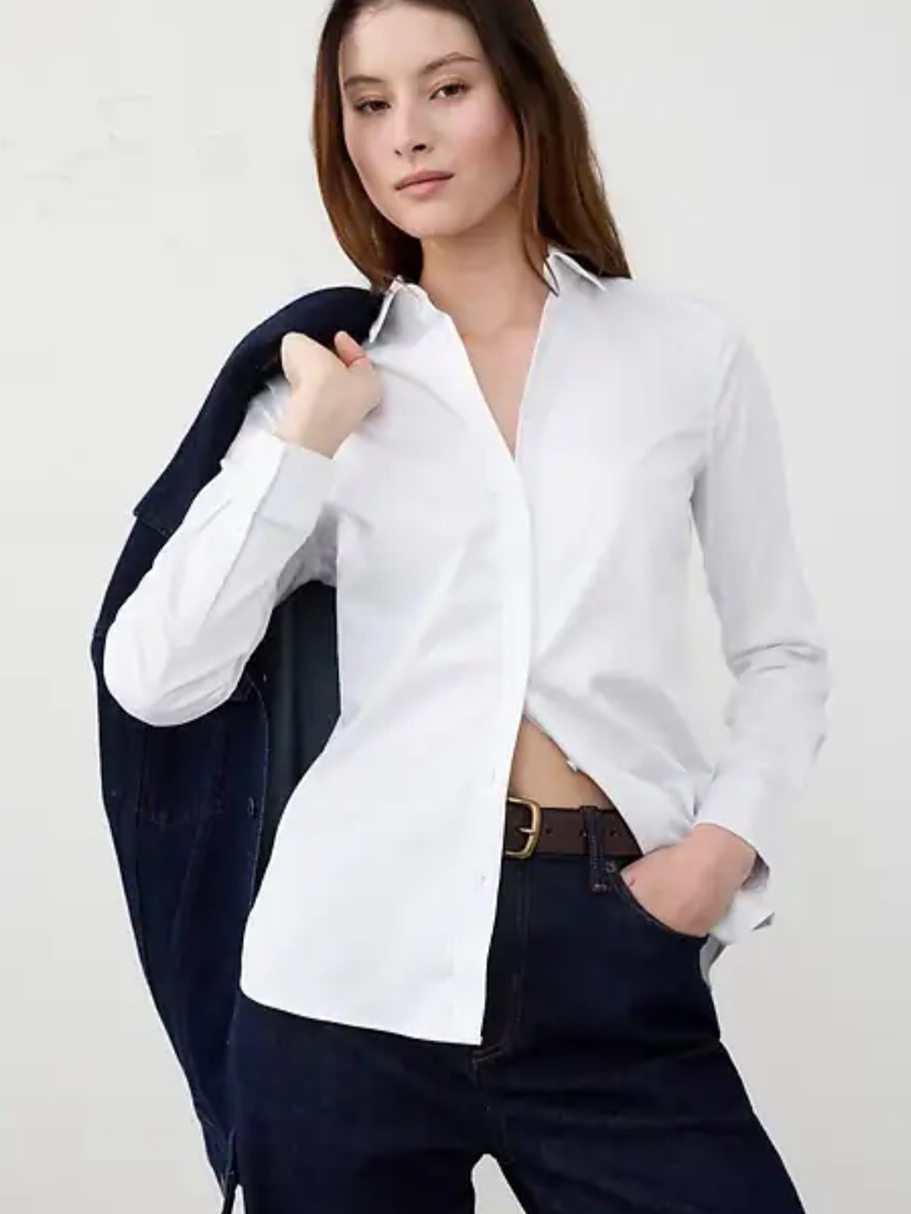 Banana Republic White Long Sleeve Button Down Shirt Women Size 8 Tailored Fit